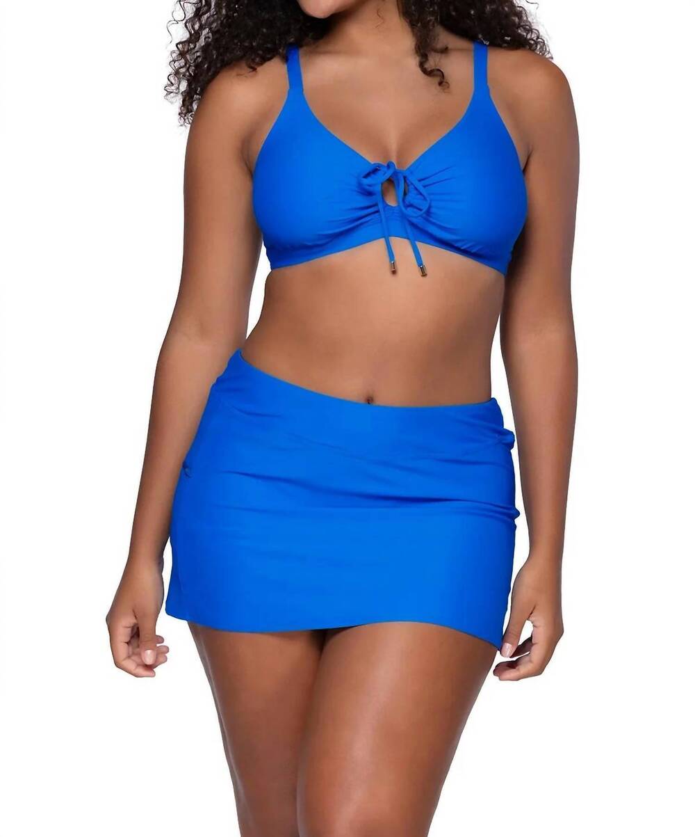 NEW SUNSETS INC. sporty swim skirt in electric blue